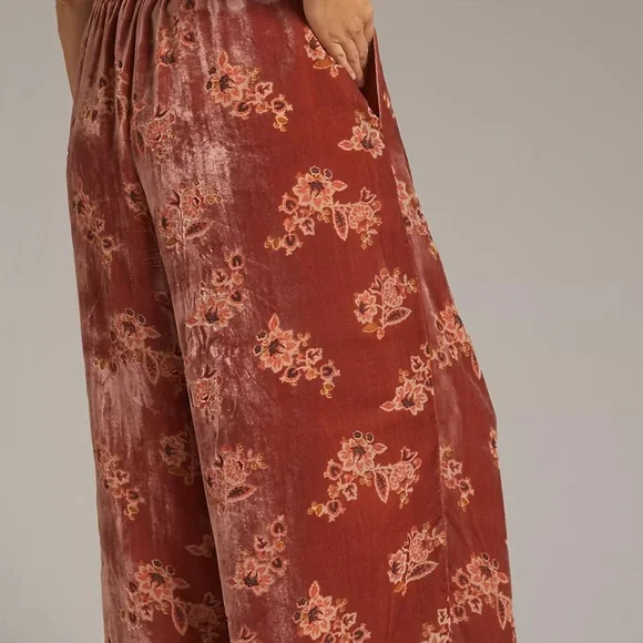 NWOT Anthropologie size small Hutch floral burnout velvet trousers - Picture 7 of 10